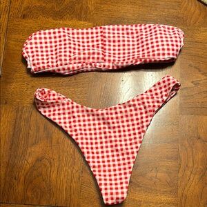Stylish Red Gingham Bikini Set